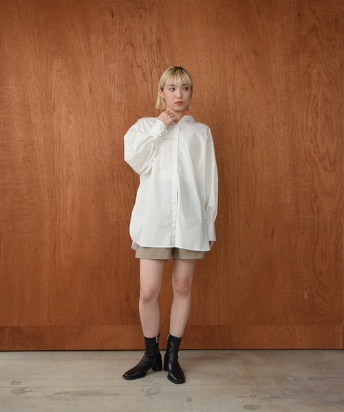 Amiur（エミレ）の「back drawstring smooth shirt / バックドローストリングスムースシャツ（シャツ/ブラウス・レディース・ブルー/ホワイト/ピンク・FREE）」の7枚目の写真