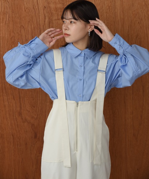 Amiur（エミレ）の「back drawstring smooth shirt / バックドローストリングスムースシャツ（シャツ/ブラウス・レディース・ブルー/ホワイト/ピンク・FREE）」の21枚目の写真