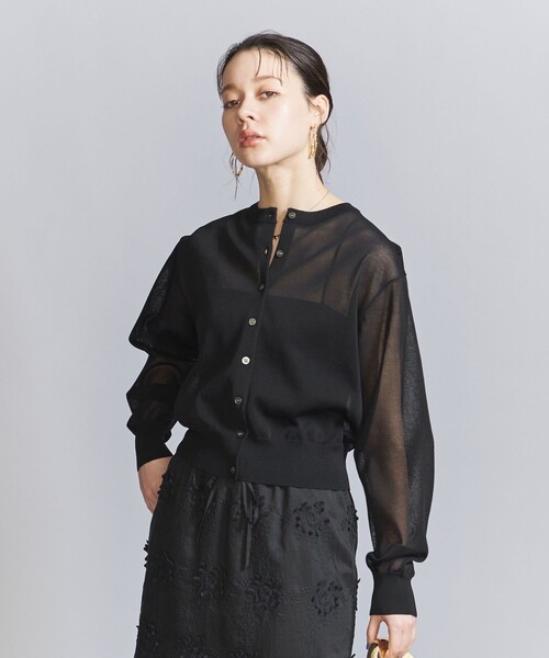 ビューティーアンドユース　ユナイテッドアローズ シアーカーディガン　黒 BEAUTY&YOUTH UNITED ARROWS（ビューティーアンドユース