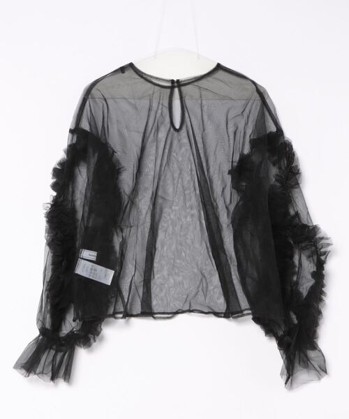 Settimissimo(セッティミッシモ)の「フリルキャンディースリーブ シアー プルオーバー 長袖(Tシャツ/カットソー・レディース・ブラック/アイボリー・FREE)」の3枚目の写真