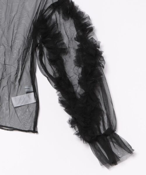 Settimissimo(セッティミッシモ)の「フリルキャンディースリーブ シアー プルオーバー 長袖(Tシャツ/カットソー・レディース・ブラック/アイボリー・FREE)」の4枚目の写真