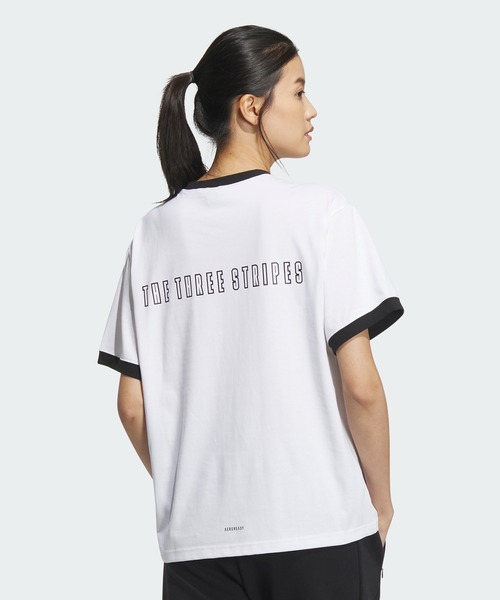 adidas(アディダス)の「ワーディング ルーズフィット シングルジャージー 半袖Tシャツ / アディダス adidas(Tシャツ/カットソー・レディース・ホワイト・X-LARGE/SMALL/MEDIUM/LARGE/XX-LARGE)」の5枚目の写真