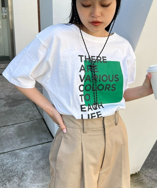 CIAOPANIC TYPY（チャオパニックティピー）の「USAコットンアソートロゴ裾ラウンドTEE（Tシャツ/カットソー・レディース・ホワイト系その他/ホワイト/ホワイト系その他2・ONE SIZE）」の6枚目の写真