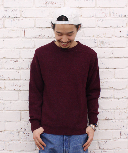 CIAOPANIC（チャオパニック）の「【Ciaopanic】　ウォッシャブル天竺編みC/N（ニット/セーター・メンズ・ホワイト/グレー/グリーン/ダークブルー/ネイビー/マスタード/エンジ/オレンジ・LARGE/MEDIUM）」の7枚目の写真