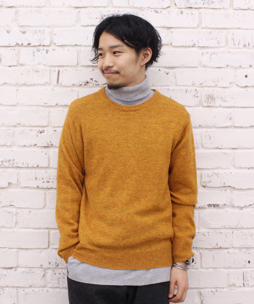 CIAOPANIC（チャオパニック）の「【Ciaopanic】　ウォッシャブル天竺編みC/N（ニット/セーター・メンズ・ホワイト/グレー/グリーン/ダークブルー/ネイビー/マスタード/エンジ/オレンジ・LARGE/MEDIUM）」の6枚目の写真