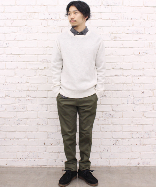 CIAOPANIC（チャオパニック）の「【Ciaopanic】　ウォッシャブル天竺編みC/N（ニット/セーター・メンズ・ホワイト/グレー/グリーン/ダークブルー/ネイビー/マスタード/エンジ/オレンジ・LARGE/MEDIUM）」の12枚目の写真