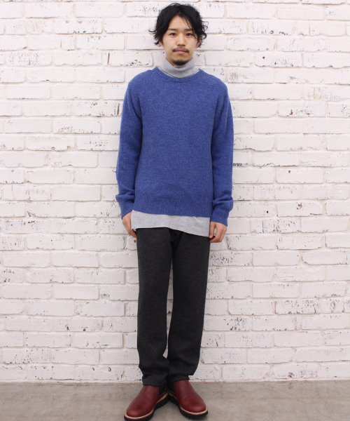 CIAOPANIC（チャオパニック）の「【Ciaopanic】　ウォッシャブル天竺編みC/N（ニット/セーター・メンズ・ホワイト/グレー/グリーン/ダークブルー/ネイビー/マスタード/エンジ/オレンジ・LARGE/MEDIUM）」の14枚目の写真