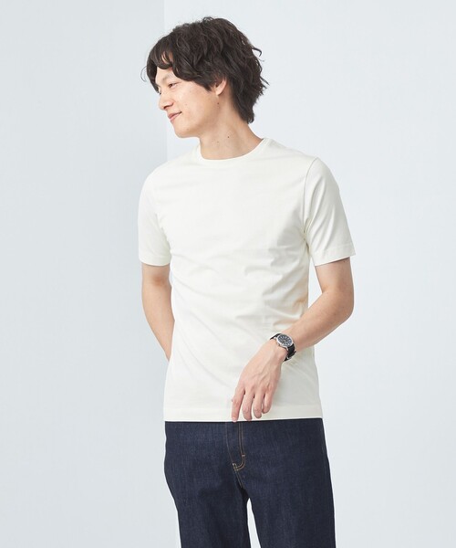green label relaxing（グリーンレーベルリラクシング）の「スパニッシュピマ ミックス クルーネック Tシャツ（Tシャツ/カットソー・メンズ・ライトグレー/オフホワイト/ピンク/ダークグレー・XL/M/XXL/L/S）」の2枚目の写真