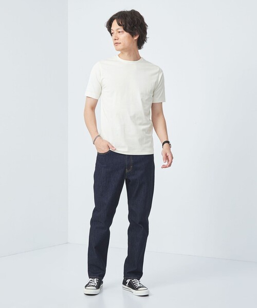 green label relaxing（グリーンレーベルリラクシング）の「スパニッシュピマ ミックス クルーネック Tシャツ（Tシャツ/カットソー・メンズ・ライトグレー/オフホワイト/ピンク/ダークグレー・XL/M/XXL/L/S）」の6枚目の写真