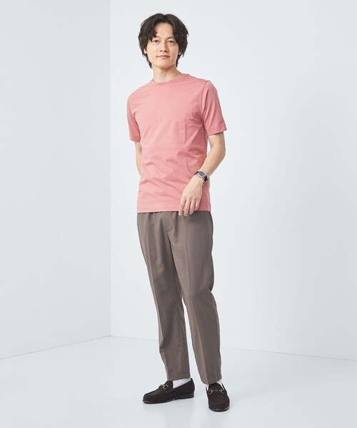 green label relaxing（グリーンレーベルリラクシング）の「スパニッシュピマ ミックス クルーネック Tシャツ（Tシャツ/カットソー・メンズ・ライトグレー/オフホワイト/ピンク/ダークグレー・XL/M/XXL/L/S）」の8枚目の写真