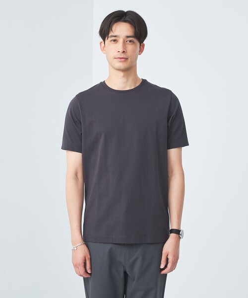 green label relaxing（グリーンレーベルリラクシング）の「スパニッシュピマ ミックス クルーネック Tシャツ（Tシャツ/カットソー・メンズ・ライトグレー/オフホワイト/ピンク/ダークグレー・XL/M/XXL/L/S）」の9枚目の写真