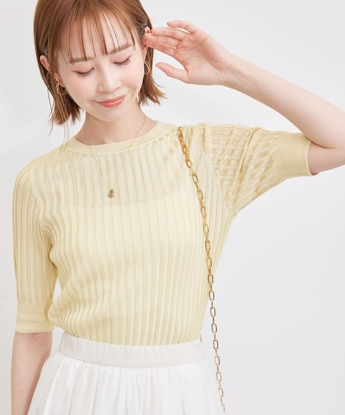 ROPE' PICNIC(ロペピクニック)の「メタルライクヤーンニットプルオーバー(ニット/セーター・レディース・ホワイト/ブラック/クリーム・38)」の3枚目の写真