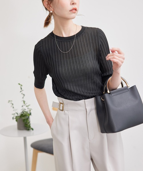 ROPE' PICNIC(ロペピクニック)の「メタルライクヤーンニットプルオーバー(ニット/セーター・レディース・ホワイト/ブラック/クリーム・38)」の17枚目の写真