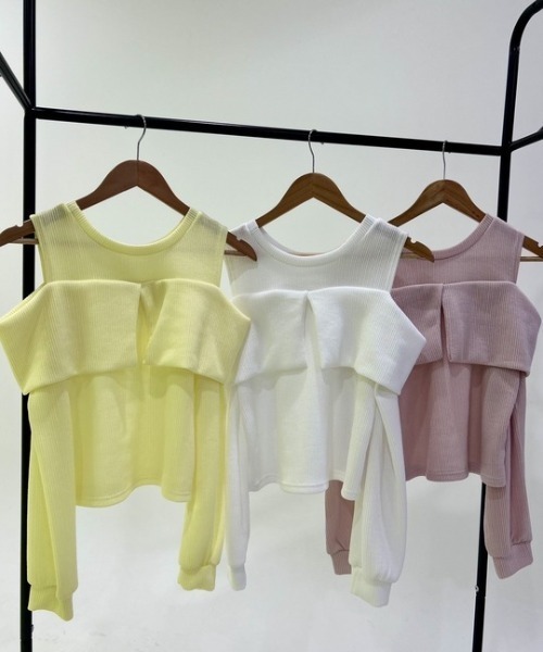 ipugo(イプゴ)の「ipugo/イプゴ 2WAYオフショルリブトップス 秋物 秋服 2026年秋冬(Tシャツ/カットソー・レディース・ピンク/ホワイト/イエロー・FREE)」の20枚目の写真