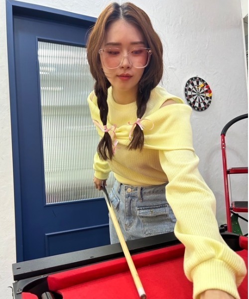 ipugo(イプゴ)の「ipugo/イプゴ 2WAYオフショルリブトップス 秋物 秋服 2026年秋冬(Tシャツ/カットソー・レディース・ピンク/ホワイト/イエロー・FREE)」の11枚目の写真