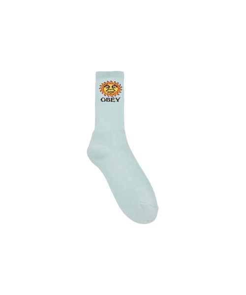 OBEY(オベイ)の「OBEY SUNSHINE SOCKS(オベイ サンシャイン ソックス)(ソックス/靴下・メンズ・ブルー系/ベージュ系・FREE)」の1枚目の写真