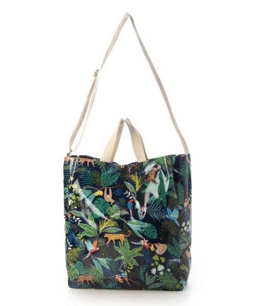 cache cache(カシュ カシュ)の「カシュカシュ cachecache / PVC加工プリント2wayトートバッグ(トートバッグ・レディース・ラベンダー/ネイビー/アイボリー・FREE)」の5枚目の写真