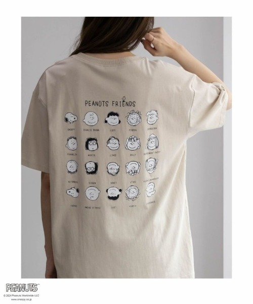 PEANUTS(ピーナッツ)の「【綿100%】 PEANUTS スヌーピー ゆるシルエット刺繍Tシャツ(Tシャツ/カットソー・レディース・ベージュ/チャコールグレー/クリーム/イエロー系その他・フリー)」の3枚目の写真