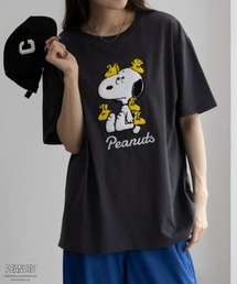 【綿100%】 PEANUTS スヌーピー ゆるシルエット刺繍Tシャツ