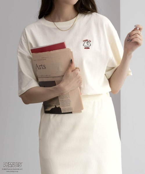綿100%】 PEANUTS スヌーピー ゆるシルエット刺繍Tシャツ（T
