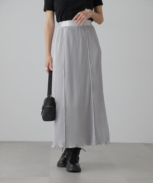 FREE'S MART（フリーズマート）の「配色メローカットソープリーツスカート（スカート・レディース・グレー/ブラック/ブルー・SMALL/MEDIUM）」の2枚目の写真