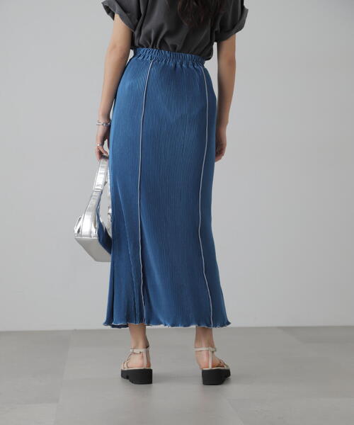 FREE'S MART（フリーズマート）の「配色メローカットソープリーツスカート（スカート・レディース・グレー/ブラック/ブルー・SMALL/MEDIUM）」の10枚目の写真