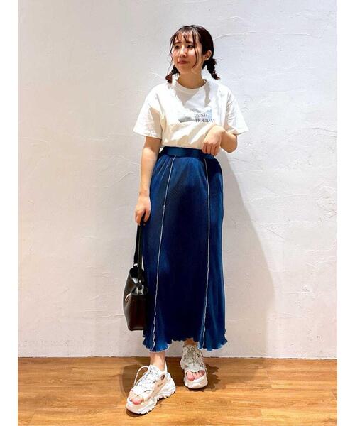 FREE'S MART（フリーズマート）の「配色メローカットソープリーツスカート（スカート・レディース・グレー/ブラック/ブルー・SMALL/MEDIUM）」の13枚目の写真