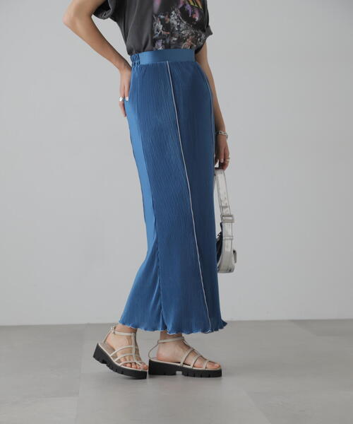 FREE'S MART（フリーズマート）の「配色メローカットソープリーツスカート（スカート・レディース・グレー/ブラック/ブルー・SMALL/MEDIUM）」の14枚目の写真