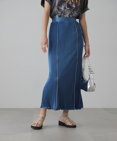 FREE'S MART（フリーズマート）の「配色メローカットソープリーツスカート（スカート・レディース・グレー/ブラック/ブルー・SMALL/MEDIUM）」の15枚目の写真