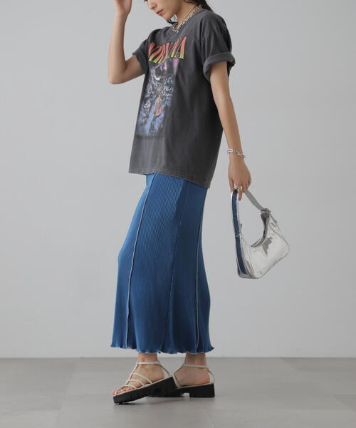 FREE'S MART（フリーズマート）の「配色メローカットソープリーツスカート（スカート・レディース・グレー/ブラック/ブルー・SMALL/MEDIUM）」の19枚目の写真