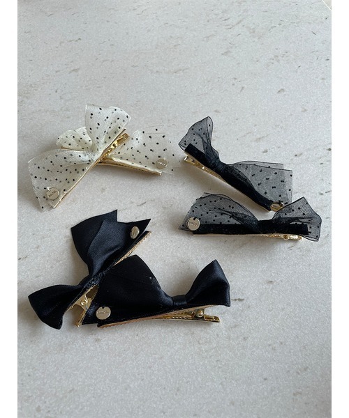SNIDEL（スナイデル）の「リボンクリップ（バレッタ/ヘアクリップ・レディース・ブラック/アイボリー/ドット・FREE）」の5枚目の写真