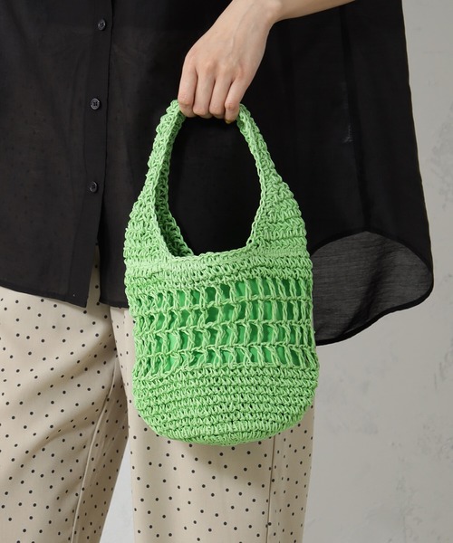 FOUND GOOD（ファウンドグッド）の「アミアミミニBAG（かごバッグ・レディース・グリーン系5/イエロー系5/ブラック/パープル系5/アイボリー・FREE）」の10枚目の写真