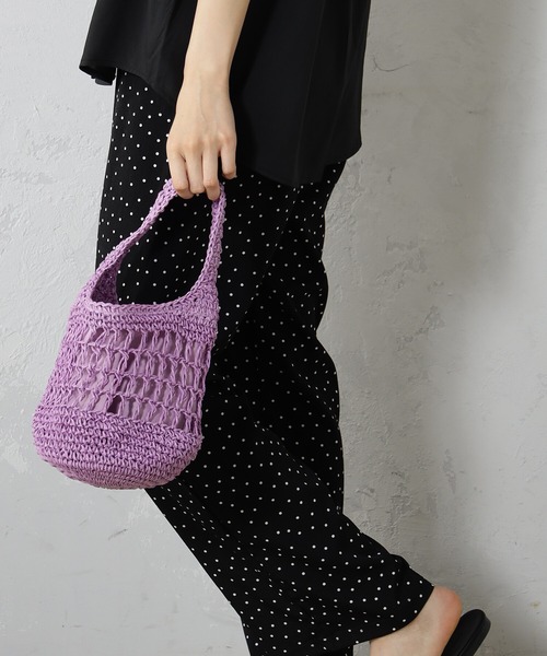 FOUND GOOD（ファウンドグッド）の「アミアミミニBAG（かごバッグ・レディース・グリーン系5/イエロー系5/ブラック/パープル系5/アイボリー・FREE）」の12枚目の写真