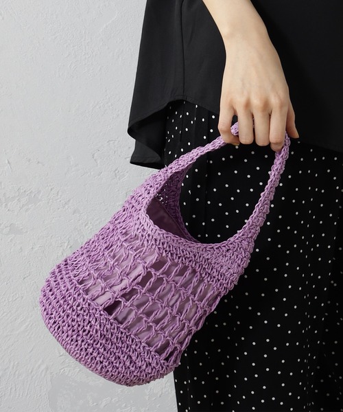 FOUND GOOD（ファウンドグッド）の「アミアミミニBAG（かごバッグ・レディース・グリーン系5/イエロー系5/ブラック/パープル系5/アイボリー・FREE）」の13枚目の写真