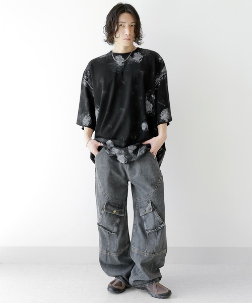 minsobi(ミンソビ)の「ペイントオーバーサイズTシャツ(Tシャツ/カットソー・メンズ・ホワイト/ブラック・FREE)」の5枚目の写真