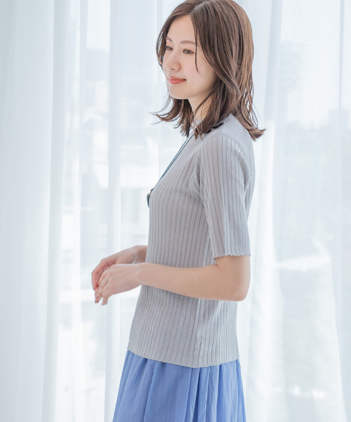 Jayro(ジャイロ)の「12G ラメシアープチハイ半袖トップス(ニット/セーター・レディース・ベージュ/ブラック/グレー・M)」の13枚目の写真