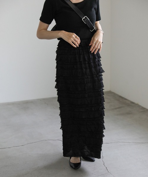 select MOCA（セレクトモカ）の「レースフリルスカート（スカート・レディース・ブラック/アイボリー・MEDIUM/SMALL）」の17枚目の写真