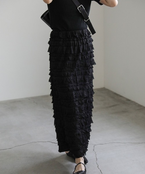 select MOCA（セレクトモカ）の「レースフリルスカート（スカート・レディース・ブラック/アイボリー・MEDIUM/SMALL）」の19枚目の写真