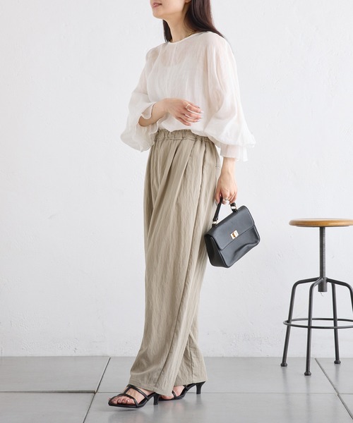 PUAL CE CIN(ピュアルセシン)の「ラミー袖フレアブラウス(シャツ/ブラウス・レディース・サックスブルー/オフホワイト/ライトグレー・FREE)」の10枚目の写真