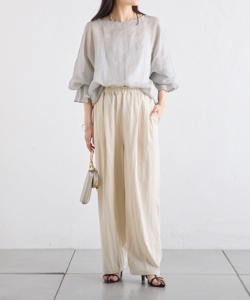 PUAL CE CIN(ピュアルセシン)の「ラミー袖フレアブラウス(シャツ/ブラウス・レディース・サックスブルー/オフホワイト/ライトグレー・FREE)」の17枚目の写真