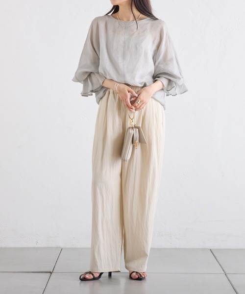 PUAL CE CIN(ピュアルセシン)の「ラミー袖フレアブラウス(シャツ/ブラウス・レディース・サックスブルー/オフホワイト/ライトグレー・FREE)」の18枚目の写真