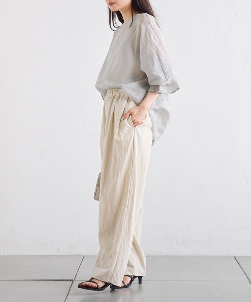 PUAL CE CIN(ピュアルセシン)の「ラミー袖フレアブラウス(シャツ/ブラウス・レディース・サックスブルー/オフホワイト/ライトグレー・FREE)」の19枚目の写真