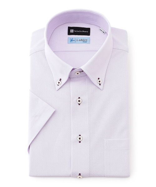 冷感/完全ノーアイロン 半袖アイシャツ アイスセンサー ホワイト