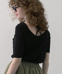 saloon | SALOON(サルーン)/バックUネックトップス　半袖(Tシャツ/カットソー)