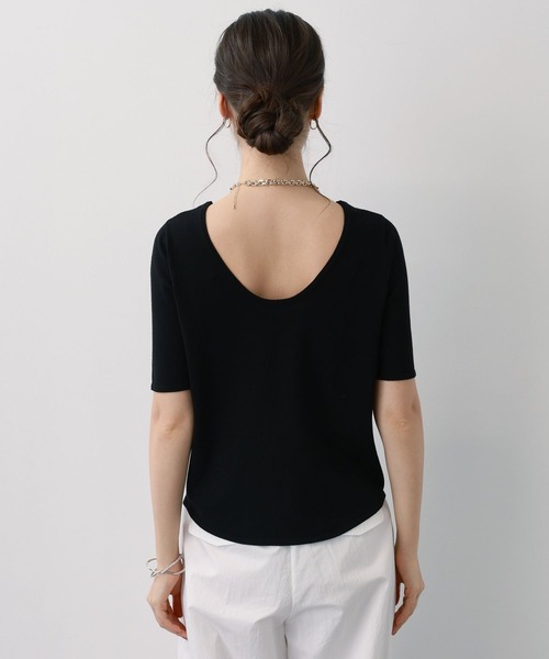 saloon(サルーン)の「SALOON(サルーン)/バックUネックトップス【手洗い可】半袖(Tシャツ/カットソー・レディース・オレンジ/オフホワイト/ブラック・FREE)」の13枚目の写真