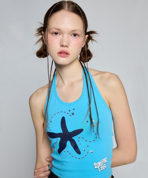 LUVISTRUE(ラヴイズトゥルー)の「BE STARFISH HALTER NECK TOP(タンクトップ・レディース・ホワイト/ブラック/スカイブルー・FREE)」の3枚目の写真