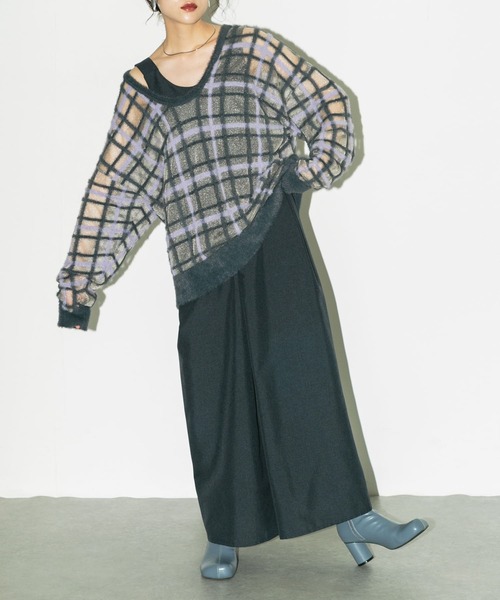 KBF シアーチェックフェザーニット KBF｜シアーチェックフェザーニット | Rakuten Fashion(楽天
