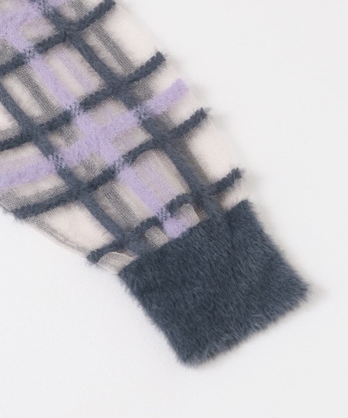 KBF(ケイビーエフ)の「シアーチェックフェザーニット(ニット/セーター・レディース・オレンジ系その他/ブルー系その他/ベージュ系その他/グレー系その他・ONE)」の16枚目の写真