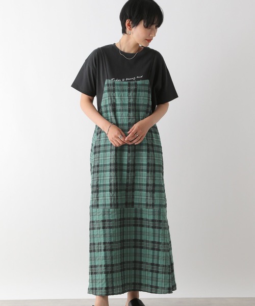 LEPSIM(レプシィム)の「チェックキャミワンピース 129307(ワンピース・レディース・ホワイト×ブラック/グリーン・FREE)」の20枚目の写真