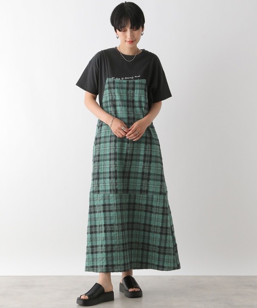 LEPSIM(レプシィム)の「チェックキャミワンピース 129307(ワンピース・レディース・ホワイト×ブラック/グリーン・FREE)」の17枚目の写真